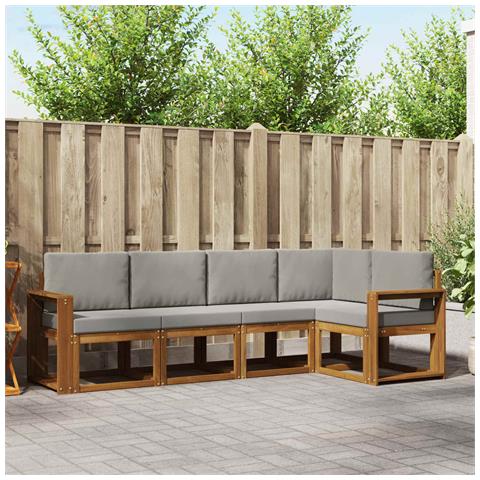 Set di divani con cuscino 5 pcs Grigio Naturale e Chiaro - Foto 2