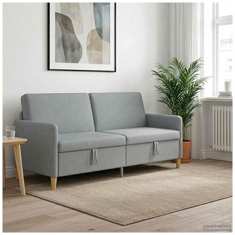 Divano con Storage Grigio Chiaro 192 x 78 x 87 cm Poliestere - Foto 2