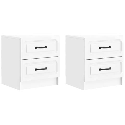 Armadio da Notte 2 pcs Bianco Lucido 43 x 34,5 x 44,5 cm - Foto 1