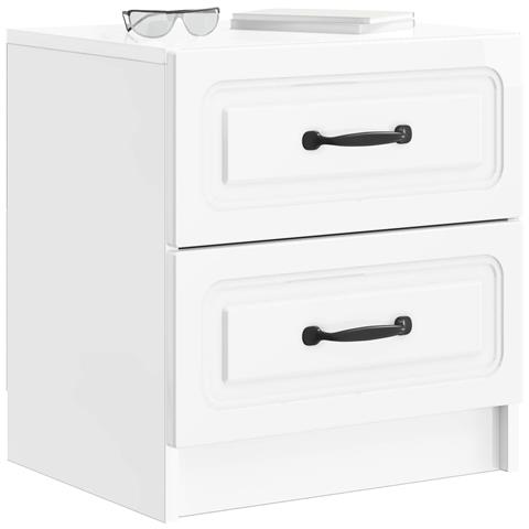 Armadio da Notte 2 pcs Bianco Lucido 43 x 34,5 x 44,5 cm - Foto 2