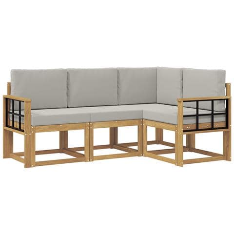 Set di divani da esterno 4 pcs Bianco e Grigio Chiaro - Foto 1