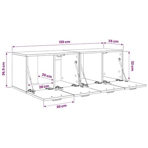 Armadietto a muro 2 pz 120 x 36,5 x 35 cm Legno ingegnerizzato - Foto 6