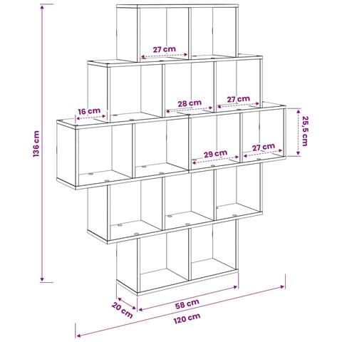 Scaffale da parete Rovere Fumo 120 x 20 x 136 cm - Foto 8