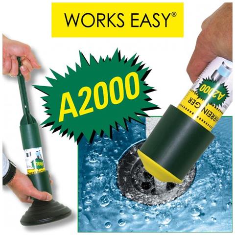 Sgorgante A2000 Kit, Sturatubi Ad Aria Compressa, No Acidi Nocivi, Kit (1 Ricarica, prolunga E Adattatore) - Foto 1