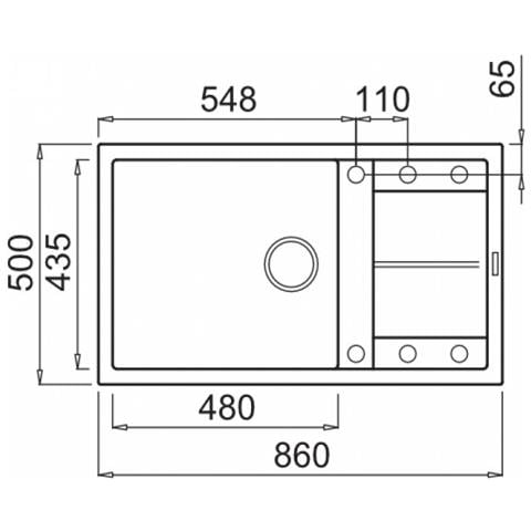 Lavello Unico 410 Granitek 86x50 cm 1 vasca con gocciolatoio Colore Grigio Cemento 48 - Foto 2