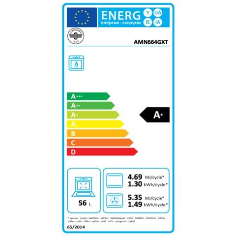 Cucina a Gas AMN664GXT 4 Fuochi a Gas Forno a Gas Ventilato Classe A+ Dimensioni 60 x 60 cm Colore Inox Serie Americana - Foto 3