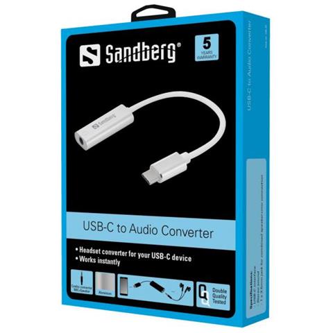 Sandberg Usb-c Audio Adapter (usb-c Audio Adapter - Usb-c Audio Adapter, Usb, 3.5 - Mm, Silver,white - Warranty: 60m) - Foto 2