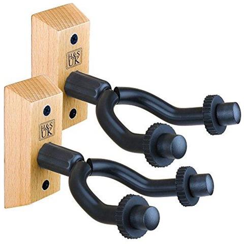 H S Chitarra Staffa Di Montaggio A Parete Di Visualizzazione Chitarra Gancio Del Gancio Keeper Da Parete Hanging Stand Di Legno Di Legno Base Per Basso Elettrico Chitarra Acustica - Confezione Da 2 - Foto 1