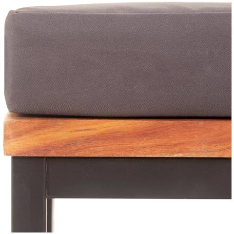 Poggiapiedi Con Cuscino 66x66x36cm In Legno Acacia Grigio Scuro - Foto 5