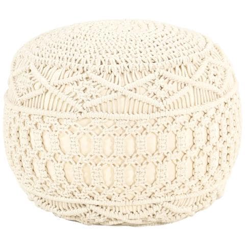 Pouf Lavorato A Mano In Macram 45x30 Cm In Cotone - Foto 1
