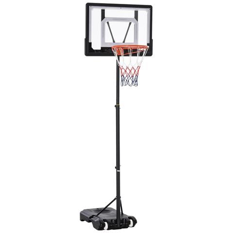 Canestro Basket Altezza Regolabile 160-210cm, Struttura In Acciaio E Base Con Ruote, Tabellone In Pe Trasparente - Foto 1