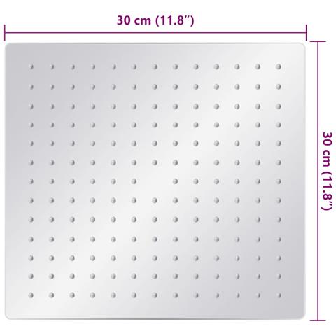 Testa Doccia a Pioggia in Acciaio Inox 304 30x30cm Quadrata - Foto 2