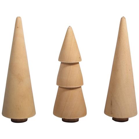 3 Piccoli Alberi Di Legno Decorativi Ø 2,9 X 8 Cm - Foto 1