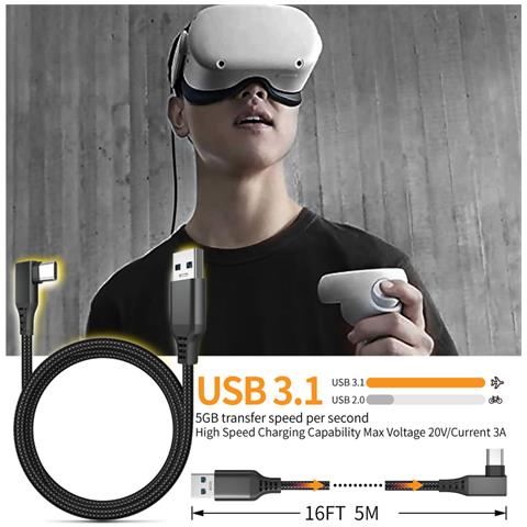 Cavo Di Collegamento Oculus Quest 2 Usb-c /usb-a 5 M - Foto 14