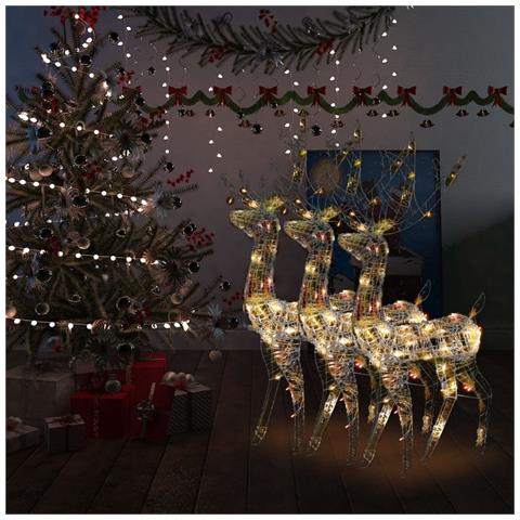 Decorazioni Natalizie In Acrilico Renne 3 Pz 120 Cm Multicolore - Foto 6