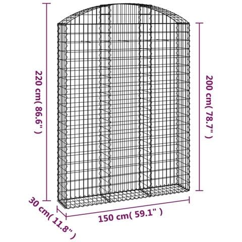 Cesto Gabbione Ad Arco 150x30x200/220 Cm Ferro Zincato - Foto 4