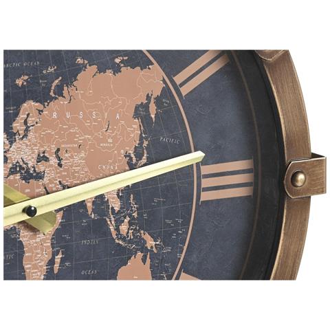 Orologio Da Parete 42 X 8,5 X 54 Cm Cristallo Argentato Dorato Ferro Mappamondo (2 Unità) - Foto 3