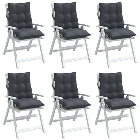 Cuscini Per Sedie Schienali Bassi 6 Pz Antracite Tessuto Oxford - Foto 3