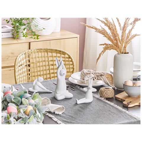 Set Di 3 Figure Lepre Brest Ceramica Bianco - Foto 1