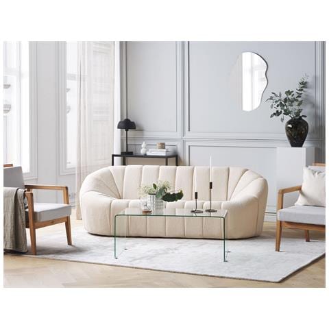 Divano 3 Posti Lomma Bouclé Bianco - Foto 1