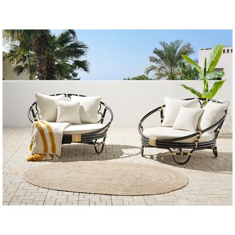 Set Di 2 Lettini Da Giardino Rattan Nero Rossano - Foto 1