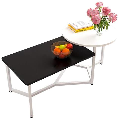 Tavolino Basso Da Caffè 2 Ripiani Design Luxury Tavolo Da Salotto Bianco E Nero - Foto 1