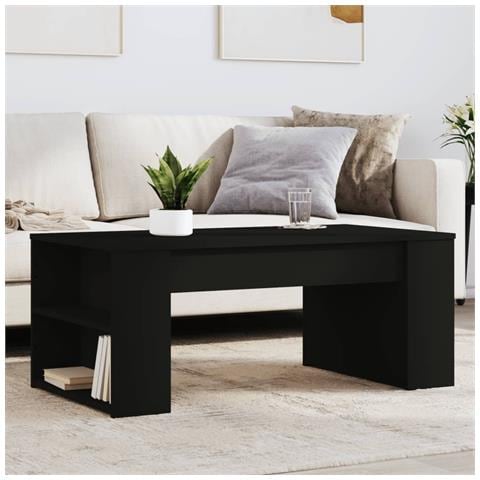 Tavolino Da Salotto Nero 102x55x42 Cm In Legno Multistrato - Foto 1
