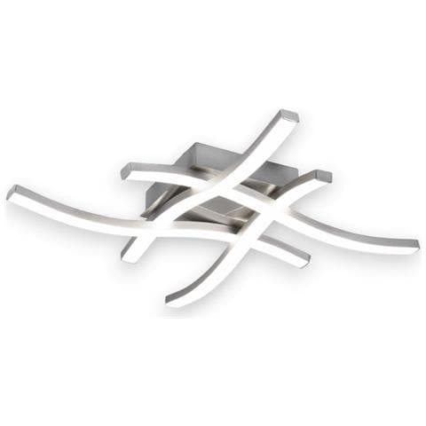 Plafoniera Lampadario Moderno Elegante Led Bianco 5w Con 4 Strisce Di Luce Intrecciate Da Interno Route - Nichel Opaco - Foto 1