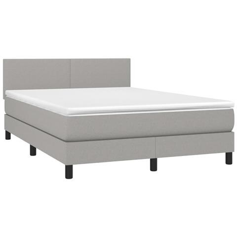 Letto A Molle Materasso E Led Grigio Chiaro 140x200 Cm Tessuto - Foto 2