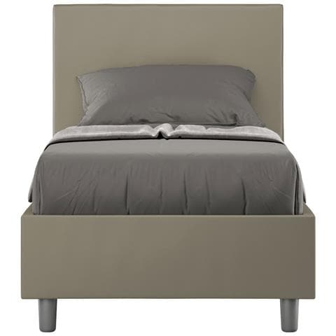 Letto Contenitore Imbottito 80x190 Similpelle Cappuccino Adele - Foto 1