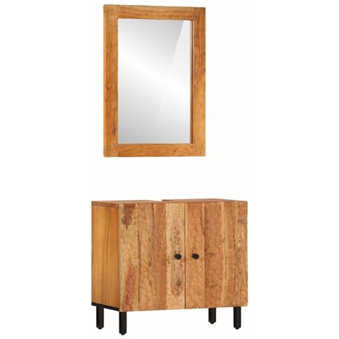 Set Mobili Da Bagno 2pz In Legno Massello Di Acacia - Foto 1