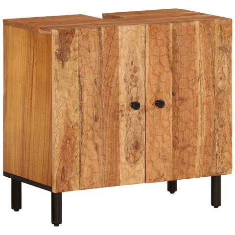 Set Mobili Da Bagno 2pz In Legno Massello Di Acacia - Foto 2