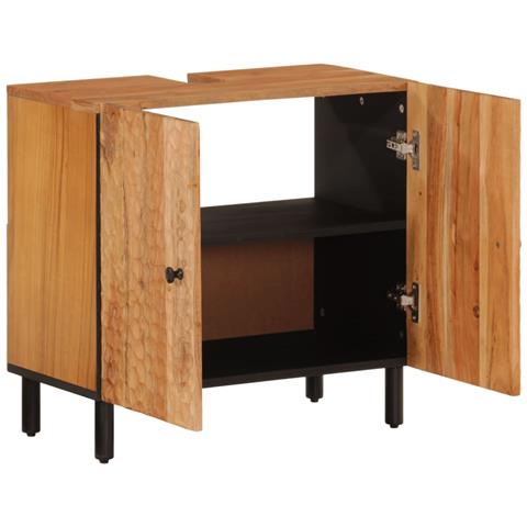 Set Mobili Da Bagno 2pz In Legno Massello Di Acacia - Foto 3