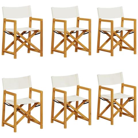 Sedie Da Giardino Pieghevoli 6 Pz Bianco Crema In Tessuto - Foto 2