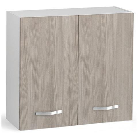 Pensile Cucina Componibile Legno Nobilitato 2 Ante 80x30x72h Bianco E Olmo - Foto 1