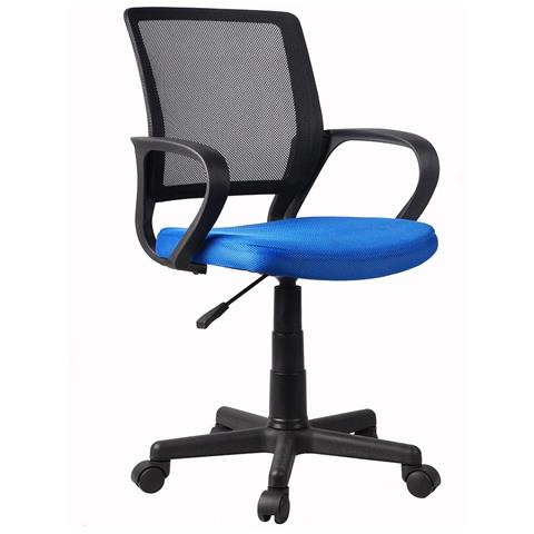 Poltrona Sedia Presidenziale Ufficio Direzionale Girevole Traspirante Nero Blu - Foto 1