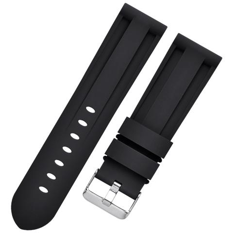 Cinturino Per Orologio In Silicone Per Panerai Luminor Marina Black 24 Mm - Foto 1