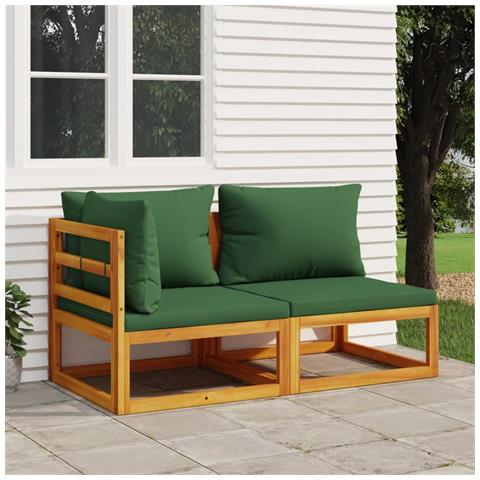 Set Divani Da Giardino 2pz Con Cuscini Legno Massello Di Acacia - Foto 1
