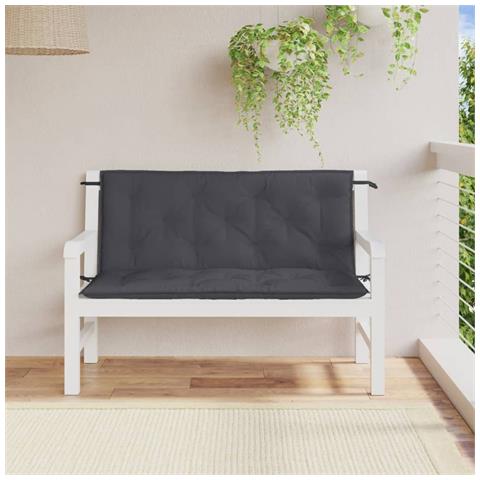 Cuscini Panca Giardino 2pz Antracite Mélange 120x50x7cm Tessuto - Foto 3