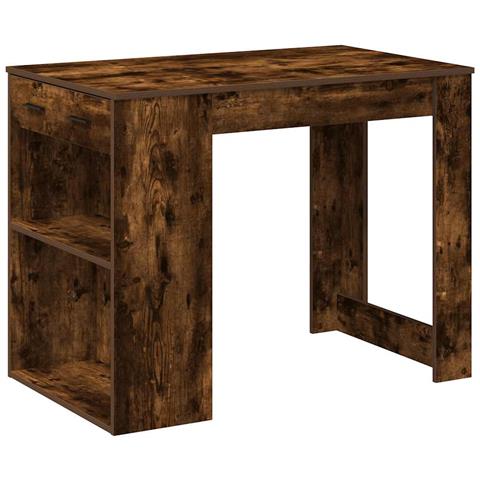 Scrivania Con Cassetto E Ripiano Rovere Fumo Legno Multistrato - Foto 2