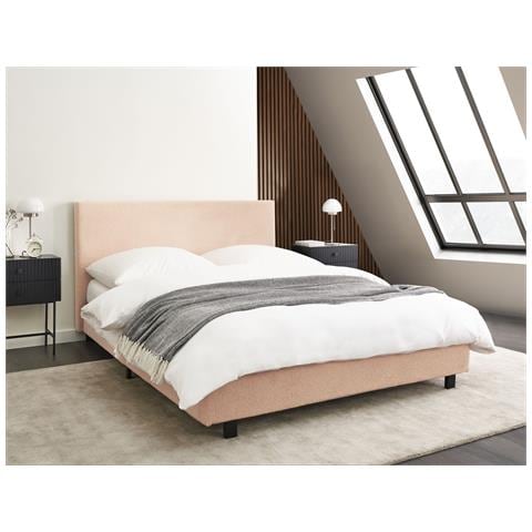 Letto Bouclé Albi 140 X 200 Cm Beige - Foto 1