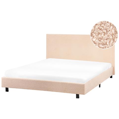 Letto Bouclé Albi 140 X 200 Cm Beige - Foto 2