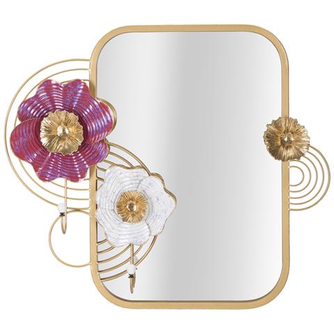 Specchio Con Cornice Fiori 57 - Multicolore - Metallo - 75x9,5x64,1 Cm - Foto 1
