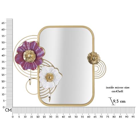 Specchio Con Cornice Fiori 57 - Multicolore - Metallo - 75x9,5x64,1 Cm - Foto 6