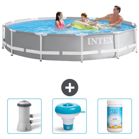 Piscina Fuori Terra - In Giro - 366x366x76 Cm - Grigio - Include Accessori Coordinati Cb77 - Foto 1
