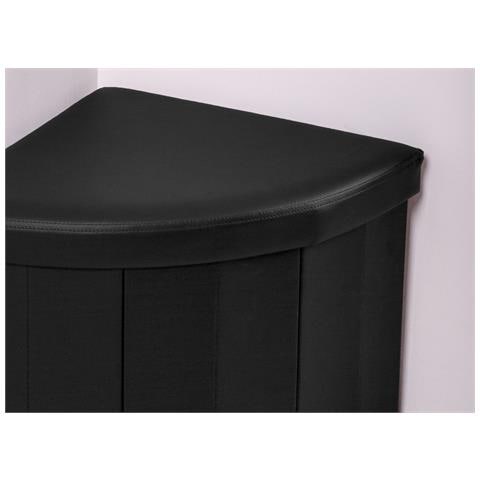 Pouf Contenitore Imbottito Pieghevole In Ecopelle Modello Corner Nero - Foto 2