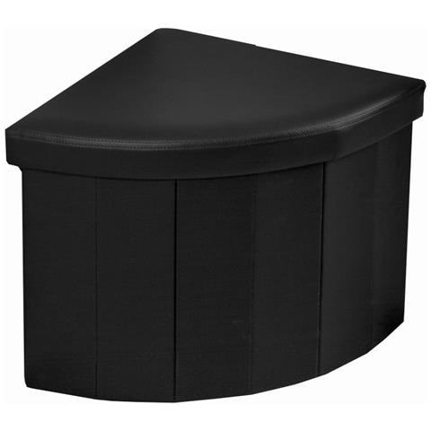 Pouf Contenitore Imbottito Pieghevole In Ecopelle Modello Corner Nero - Foto 5
