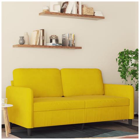 Lusso Casadino -  Divano A 2 Posti Giallo 140 Cm In Velluto - Foto 8