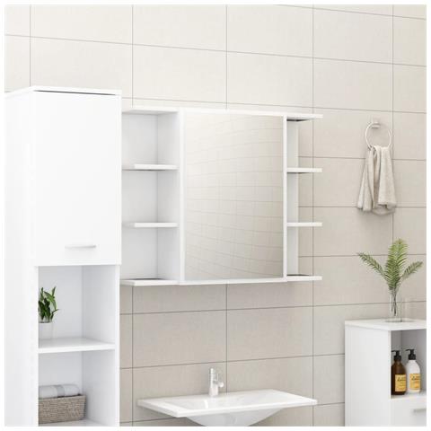 Armadio Da Bagno Bianco 80x20,5x64 Cm In Legno Multistrato - Foto 8