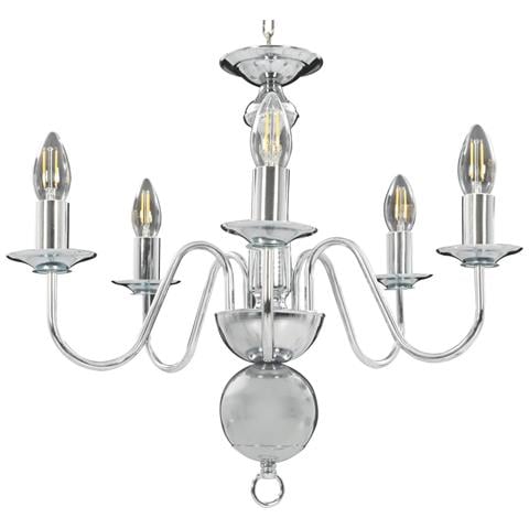 Lusso Casadino - Lampadario Argento 5 Lampadine Attacco E14 - Foto 1